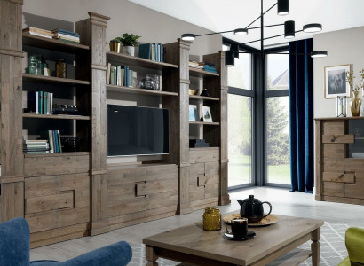 Wohnwand Schranksystem Wohnzimmer Schrank Landhaus Kommode TV